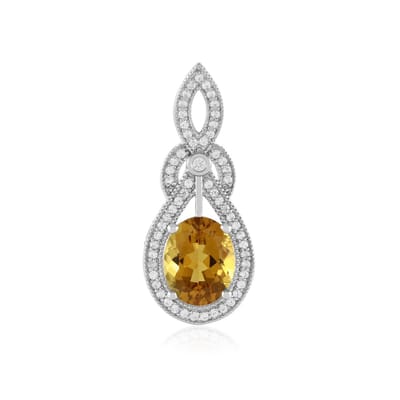 Cavill - Zilveren Hanger 925 Sterling - Braziliaanse Scapoliet 2,125 ct Ovaal - 57 Tanzaniaanse Zirkonen - Luxe Dames Sieraad