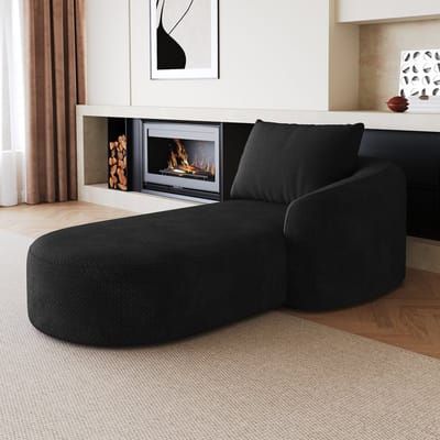 MIVRAY Hoekbank Rechts - Loungesofa Met Chaise Longue - Voor Woonkamer En Slaapkamer - Zachte Stoffen Bekleding - Zwart