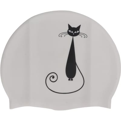 Zwem Badmuts Silicone Waterdicht Hoofdbedekking met Oorbescherming voor Volwassenen Lang Haar Watersporten Kattenprint