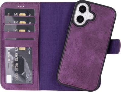 Lykke - leren hoesje met pasjeshouder voor iPhone 16 - handgemaakt leer - MagSafe compatibel