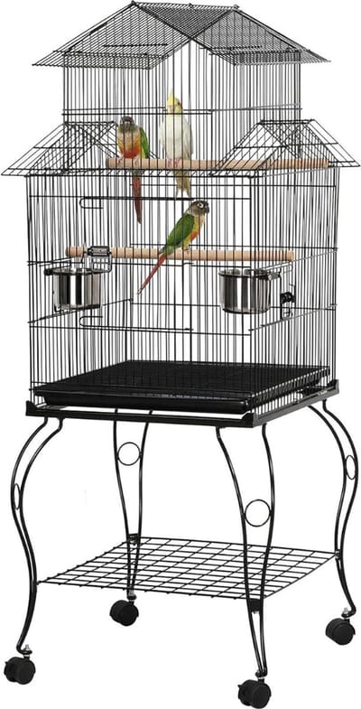 DD® Papegaaienkooi - Vogelkooi - Voor Papegaaien - Grote Stoelen - 59x59x139cm - Zwart
