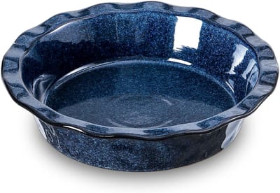 Ronde keramische taartvorm van 23 cm - Diepe flanvorm voor taart, quiche en pizza met reactieve glazuur in stervormig blauw
