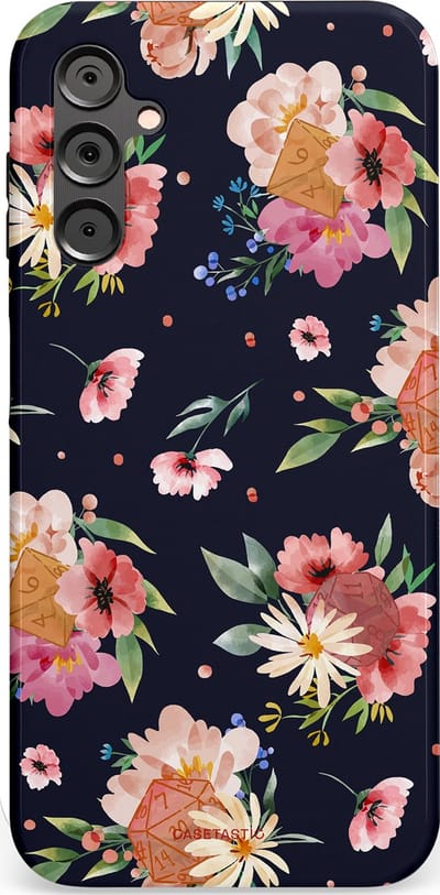 Casetastic Hoesje Geschikt voor Samsung A14 (5G/4G) - Stijlvolle Beschermende Duo-layer Case - Bloemenkracht met D20