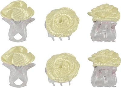 Haarsoires Haarspeld Haarklemmen 1cm – Roosjes – Lichtgeel – Set van 6 - Haarclip Klem - Hair Claw - voor Opsteken Haar - Hair Clip - Decoratieve Haaraccessoire