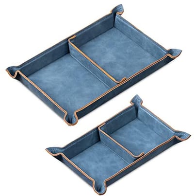 Set van 2 Faux Leather Opbergschalen - Organizers voor Sleutels, Telefoon en Portemonnee