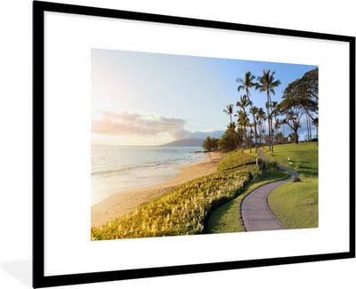 Fotolijst incl. Poster - Strand - Pad - Palmbomen - 120x80 cm - Posterlijst