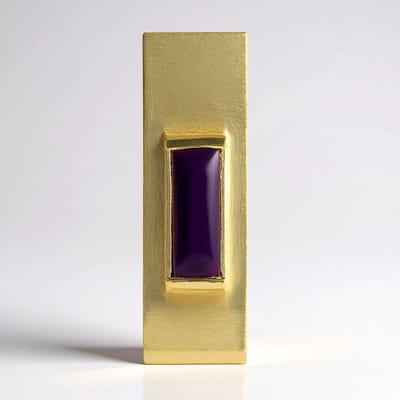 Cavill - Zilveren Hanger - 925 Sterling Zilver Verguld - Paarse Chalcedoon 3 4 ct - Baguette Cabochon - Modern Elegant Design - 36x11 mm