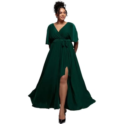 Vrouwenwrapjurk met vleugelmouwen Goddiva Maxi