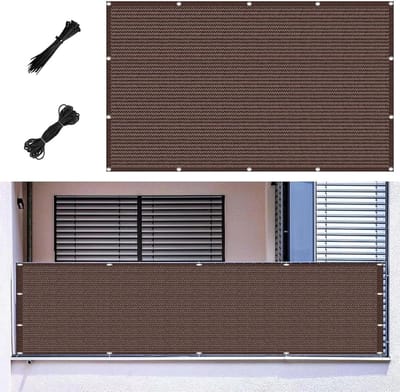Vierkant Privacyscherm 230 x 900 cm Zonwering, Inkijkbescherming, Scheurvast Inkijkbescherming Windscherm met Kabelbinders, Koord, Oogjes Voor Outdoor, Bruin