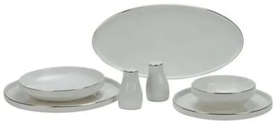 Bricard Lunel - Porseleinen Serviesset/Dinerset – 27-Delig – 6 Persoons – Wit/Goud