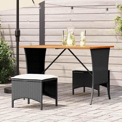 Tuintafel Acaciahout - Buitentafel Terrastafel - Buiten Eten - Stabiel Houten Tafelblad - 105 x 75 x 72 cm - Zwart