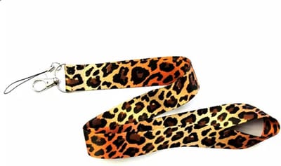 Travel Cords - Keycord Luipaardprint Bruin-Geel - stevig lanyard - sleutelhanger - sleutelkoord - met telefoonkoord - sleutels