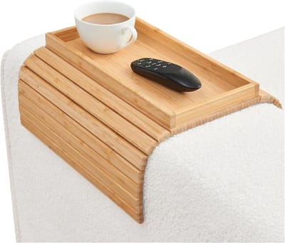 Bank Armleuning Tafel - Bank Organizer - Drankjes Plaatsen - Ingebouwde Opbergruimte - 10 x 10 x 10 mm - Houtkleur