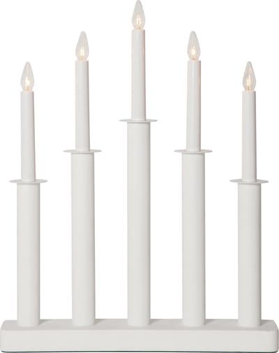 Star Trading kandelaar Plaat, wit, metaal, 5-vlam, hout, 45cm