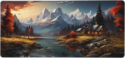 Landschapsmat Bureaumat - Grote muismat - Bureau Decoratie - Gestikte randen - 1000 x 500 mm - Zwart