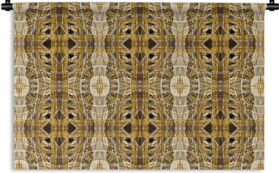 Wandkleed - Wanddoek - Goud - Afrika - Patronen - Dieren - 180x120 cm - Wandtapijt