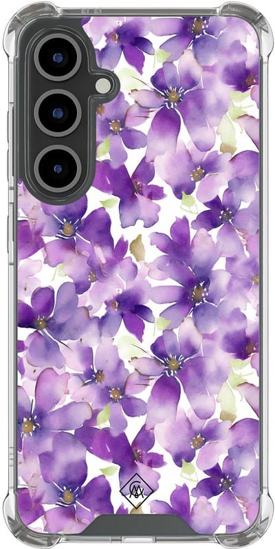 Casimoda® hoesje - Geschikt voor Samsung Galaxy S24 FE - Floral Violet - Shockproof case - Extra sterk - TPU/polycarbonaat - Paars, Transparant