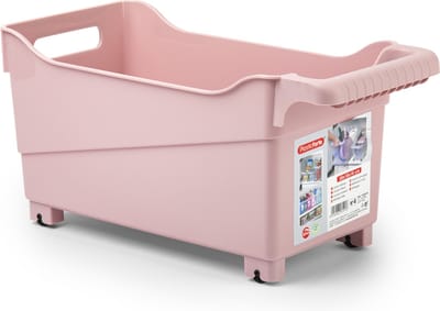 Plasticforte opberg Trolley Container - roze - op wieltjes - L38 x B18 x H18 cm - kunststof - opslag box/bak - 12 liter