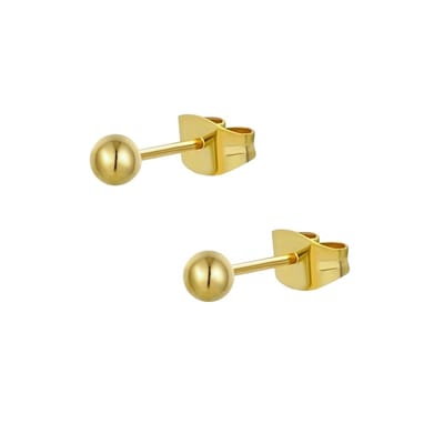 Fako Bijoux® - Oorbellen - Steker - RVS - Stainless Steel - Knopje - 4mm - Goudkleurig