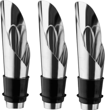 5Five Vacuum wijnstopper met afsluitdop - 3x stuks - metaal - 2 x 2 x 8 cm - Flessenstop - VacuVin - Wijnafsluiter