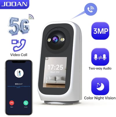 Je Huis 3MP WiFi Beveiligingscamera met Scherm en App – PTZ 360° Binnen Camera met Nachtzicht, Bewegingsdetectie, Auto Tracking en Tweeweg Audio – Babyfoon & Smart Home CCTV