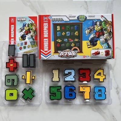 Met Doos Monteren Nummer Robots Transformatie Actiefiguur Auto Dinosaurus Model Vervorming Cijfers Letters Alfabet Speelgoed