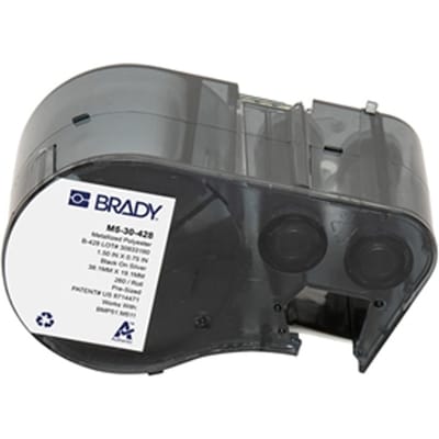 Brady M5-30-428 gemetalliseerde polyester labels zwart op lichtgrijs | 38,10 mm x 19,05 mm (origineel)
