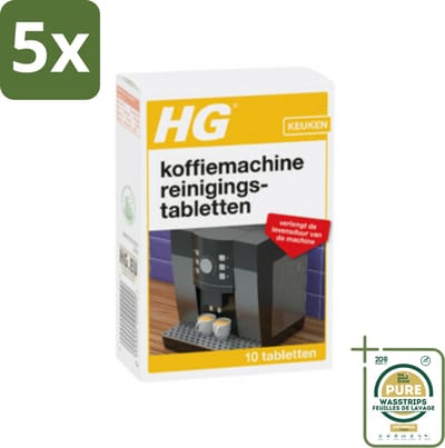 5 x HG Koffiemachine Reinigingstabletten 10 tabletten - Grootverpakking - Koffiemachine Reinigen - Koffiemachine Ontkalken - Koffiemachine Schoonmaken - Koffiemachine Onderhoud - Koffiemachine Reinigingstabletten