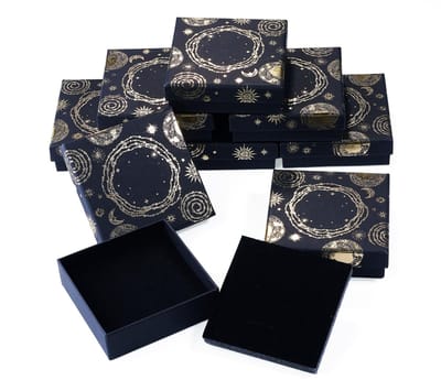 Allecto - Galaxy Gedrukt Kartonnen Geschenkdozen - 10 Stuks - Zon Maan Ster Thema - Voor Sieraden - Cadeauverpakking - Creatief Inpakken - Handgema...