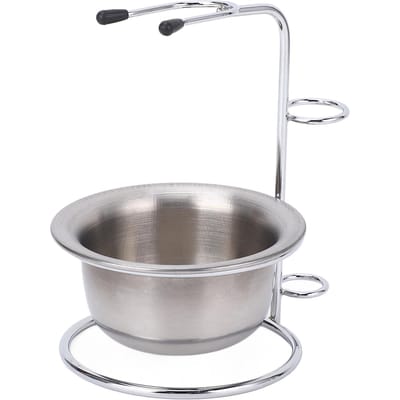 Ensemble Bol Support de Rasage Métal Porte-Blaireau Acier Inoxydable Support Bol Savon à Barbe gray
