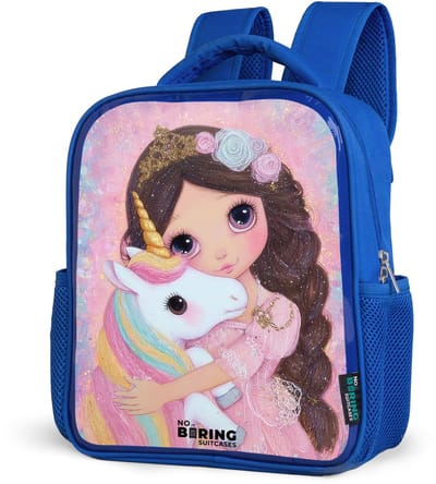 NoBoringSuitcases.com® - Rugzak blauw - Schooltas jongens - Meisje - Eenhoorn - Glitter - Kinder rugtas jongen - Boekentas kind - Kinderrugzak voor school - Schoolrugzak