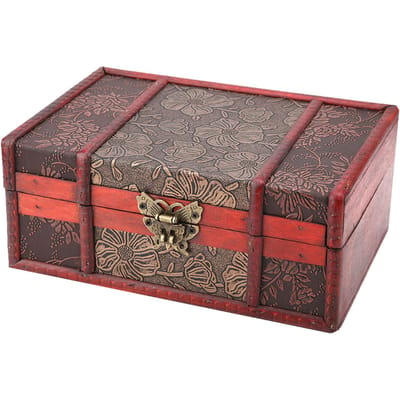 Boîte de Rangement en Bois Vintage Petite Taille Boîte de Rangement Organisateur pour Livres et Bijoux Lotus
