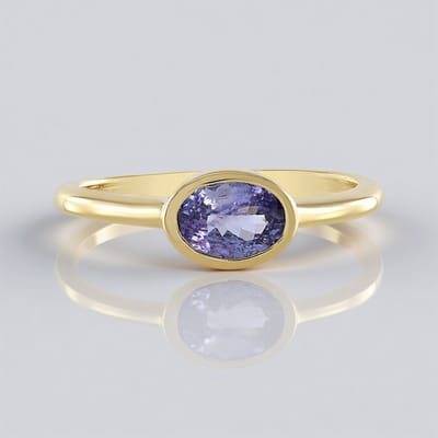 Cavill - Zilveren Ring met Blauwe Tanzaniet 0,803 ct - 925 Sterling Zilver - Ovaal geslepen Edelsteen - Moderne Bezel Zetting - Elegante Damesring