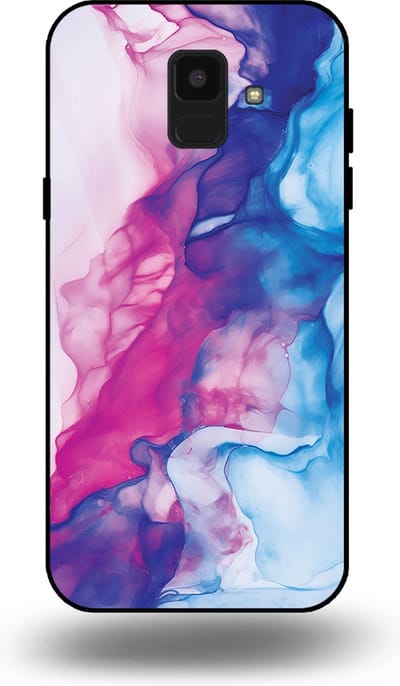 Smartphonica Telefoonhoesje Geschikt voor Samsung Galaxy A6 2018 met Roze Blauw Marmer Opdruk - TPU Backcover Case Rose Blue Marble Design geschikt voor Samsung Galaxy A6 2018