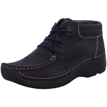 Wolky Hoge veterschoenen Seamy Moc blauw nubuck