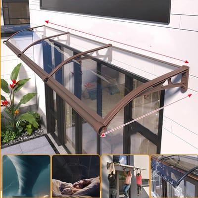 Terrasoverkapping Polycarbonaat - Regenkap Deur - Bescherming Buiten - UV-blokkerend Transparant - 100 x 80 cm - Transparant Wit