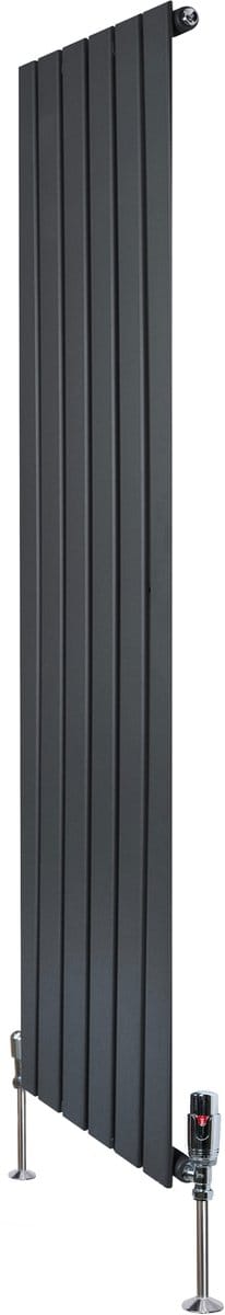 1-kolom design radiator - 1600x420 mm - grijs - thermostaatkraan