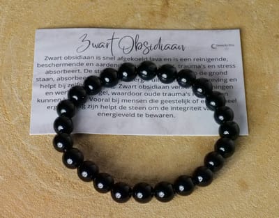 Zwart Obsidiaan Armband met 8mm kralen - edelstenen - Perfect cadeau voor mannen vrouwen - Inclusief uitleg - Spiritueel - Black Obsydian - Bescherming - Aarden - Zelfontplooiing - Trauma's - 100% NATUURLIJK