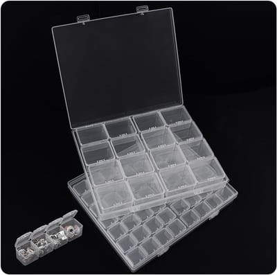 Transparante Opbergdozen met 112 Kleine Compartimenten en 288 Label Stickers voor Sieraden en Hobby's (2 Stuks - 72 Vakjes)