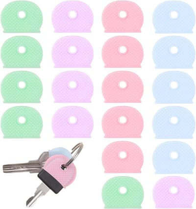 Set van 20 Sleutelhulsjes, Sleuteltoppers, Labels voor Sleutelidentificatie, Flexibele Gekleurde Sleutelhulsjes voor Eenvoudige Identificatie en Organisatie