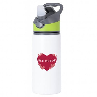 Hacebo® - Beterschap hartje en kleine hartjes waterfles met rietje groen - Beterschap - iemand die ziek is of iets gebroken heeft - ziek - koorts - snel beter worden - cadeau - beterschap cadeau - kado - gift - geschenk - water fles - 650ML