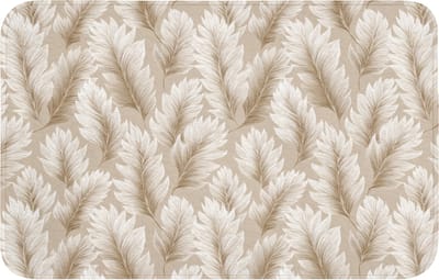 WC mat 80x50 cm - Antislip - Botanisch - Patroon - Beige - Toiletmat - Vloermat - Douchemat - Toilet tapijt - Toiletmatten