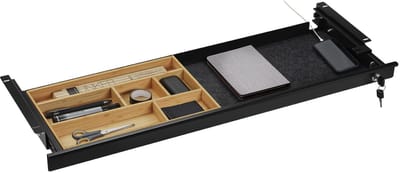 CAVO Documentlade afsluitbaar 850 x 265 x 45 mm zwart met bamboe inzet Bureaulade Kantoorlade