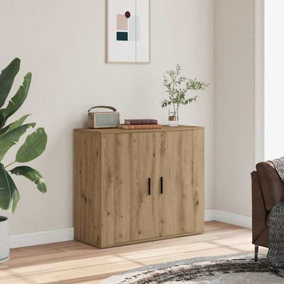 vidaXL - Dressoir - 80x33x70 - cm - bewerkt - hout - artisanaal - eikenkleurig