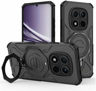 Hoesje geschikt voor Xiaomi Redmi Note 15 Pro 5G | Compatibel met MagSafe / Qi2 | 360° Draaibare Magnetische Standaard | Back Cover Kickstand Ring | Zwart