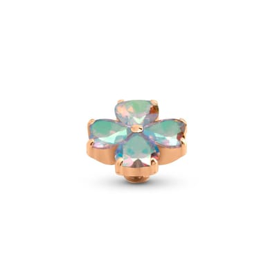 Melano Twisted Heart Clover Steentje Aurora Borealis | Rosé