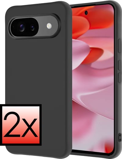 Hoesje - 2 Stuks - Geschikt voor Google Pixel 9 - Sterk & Shockproof - Case Siliconen - Back Cover - Telefoon Hoes - Zwart