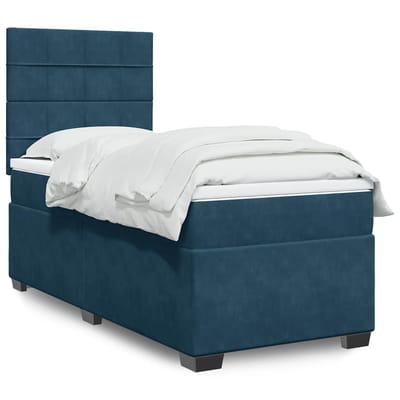vidaXL - Boxspring - met - matras - fluweel - blauw - 100x200 - cm