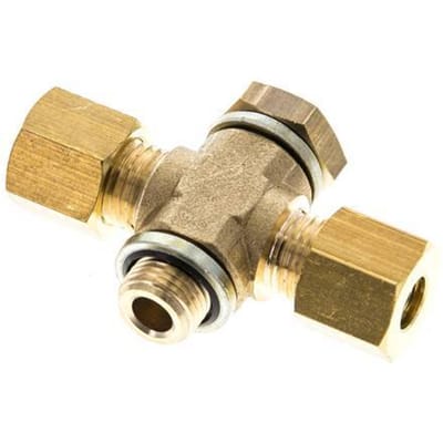 6mm & G1/8'' Brass T-stuk Knelfitting Buitendraad 150bar Verzinkt staal, met NBR inzet DIN EN 1254-2