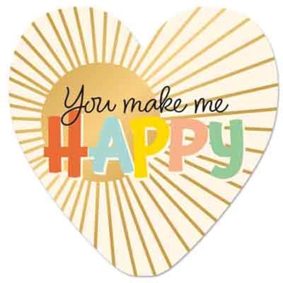 Wenskaart - You make me happy - kaart met standaard - liefde - bedankt - valentijn - juf - meester - hart van goud- artige